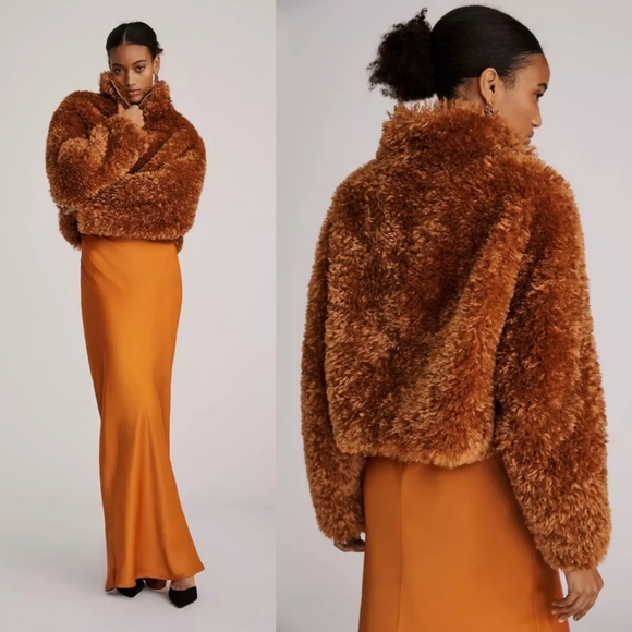 Maeve by Anthropologie Teddy Zip-Up Coat Honey